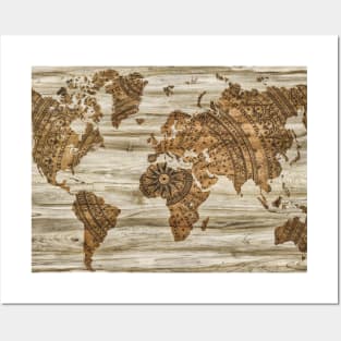 Vintage Design World Map Posters and Art